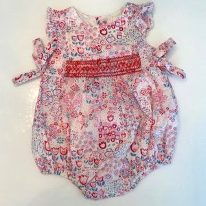 Angel Dear Baby Girl Multi-Color Floral Ruffle Bow Romper - Size 0-3 Months